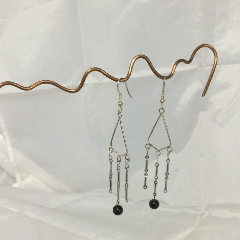 Vintage Silver & Black Elegant Dangle Wires - Picture 7 of 9